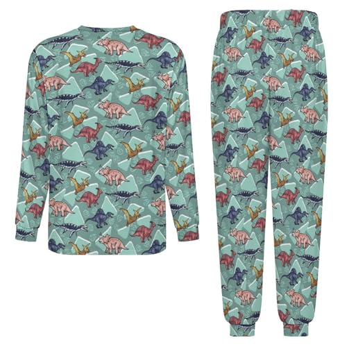 Men's 2 Piece PJs Set Casual Round Neck Sleepwear Funny Print Pajama Sets Soft Milk Silk Pjs Set Loungewear Gift for Men3