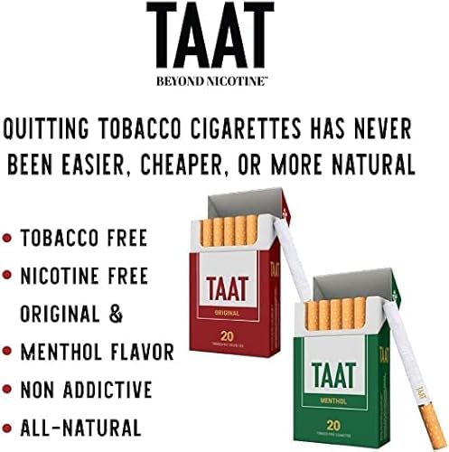 Taat Twos Herbal Cigarettes - Traditional Cigarette Substitute, Non-Addictive, Tobacco & Nicotine-Free, Natural Herbal Smoking Blend Alternative, Full Flavors Delicate Taste - 2 Sticks (Smooth) #TOP2