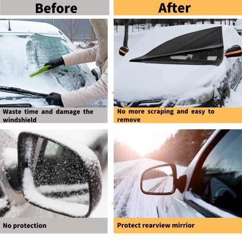 Jteena Car Windshield Cover For Ice And Snow, 600D Oxford Fabric Windshield Frost Cover Ice Removal Wiper Protector, Front Window Covers Fit For Most Cars Trucks Vans And Suvs (75" X 47.25") #TOP1