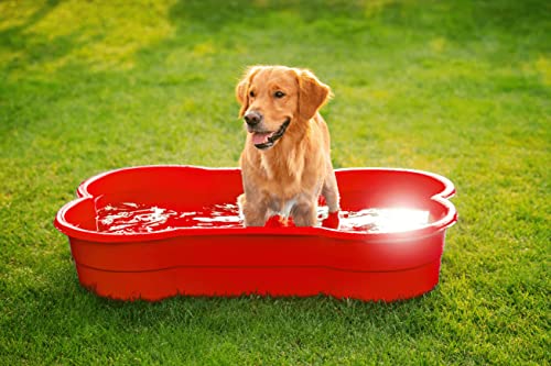 DogsLand Hundepool in Knochenform - 120 cm, rot, für große und kleine Hunde, Verwendbar als Hundebett, Biss- und krallenfest, UV-beständig, 100% Recyclebar, Made in Germany