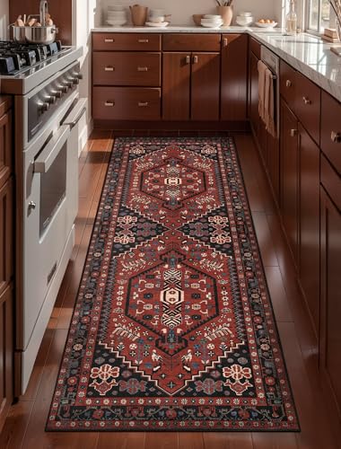 Image of Ciicool 2x5ft Runner Rug, Hallway Wahshable Rugs Vintage Kitchen Carpet for Entrance Bedroom Bedside Living Room Kitchen Laundry Bathroom Decor