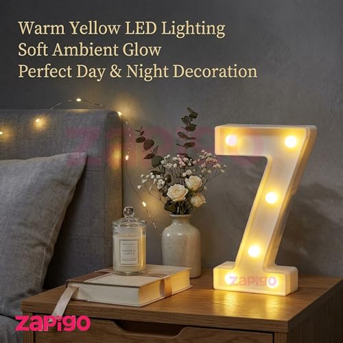 Image of Balloonistics LED Marquee Number 7 Light - 9-Inch Cordless Battery-Operated Light Up Number Sign for 7th Birthday, Anniversary, Wedding, Party Decoration & Home Decor