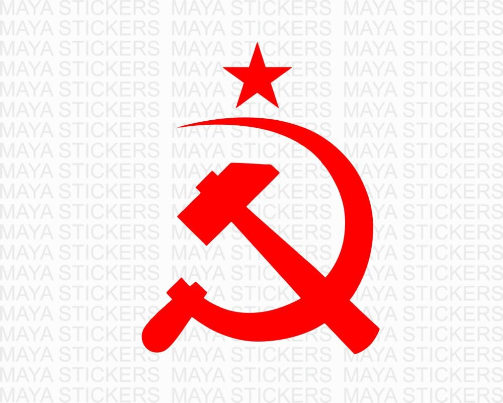 Red Communist Hammer, Sickle and Star Emblem Sticker by Maya Stickers