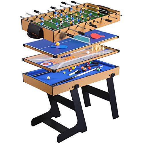 Dyqyym Mesa de futbolín deportivo 4 en 1, para torneo de juegos para niños, regalos para niños