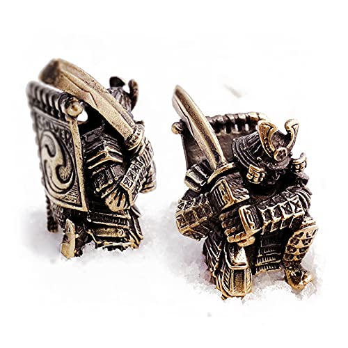 CooB 1Pcs/Lot EDC Paracord Bead Beads Pendant Charm Hair Beard. DIY Hand-Casted Metal Beads Pendants Charms for Custom Paracord Bracelet, Charm Zipper Pull Samurai Ninja Collection ( Ronin Bronze )