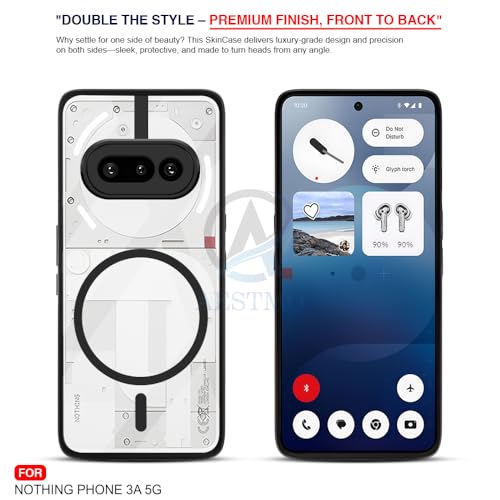 Image of AESTMO Nothing Phone 3A 5G Back Cover | 360 Protection | Crystal Clear Hard Back Transparent | Compatible with MagSafe Accessories for Nothing Phone 3A 5G (PC+TPU, Black Bumper)