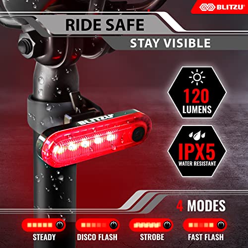 BLITZU Bike Tail Light, 2 Pack USB-C Rechargeable LED Bicycle Rear Lights photo 8