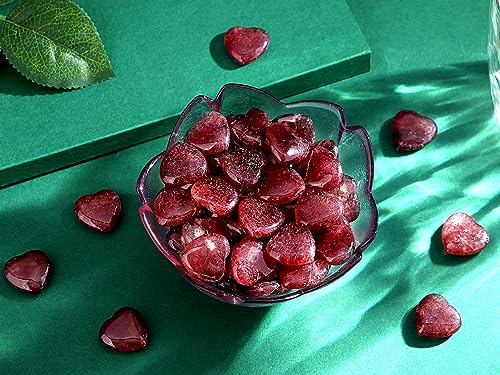 Image of QINJIEJIE 20PCS Straberry Quartz Heart Stones Crystals Bulk Love Shaped Worry Stone Heart Rock Pocket Polished Palm Gems Crystal Reiki Balancing Wholesale Carved Stone Decor Gift