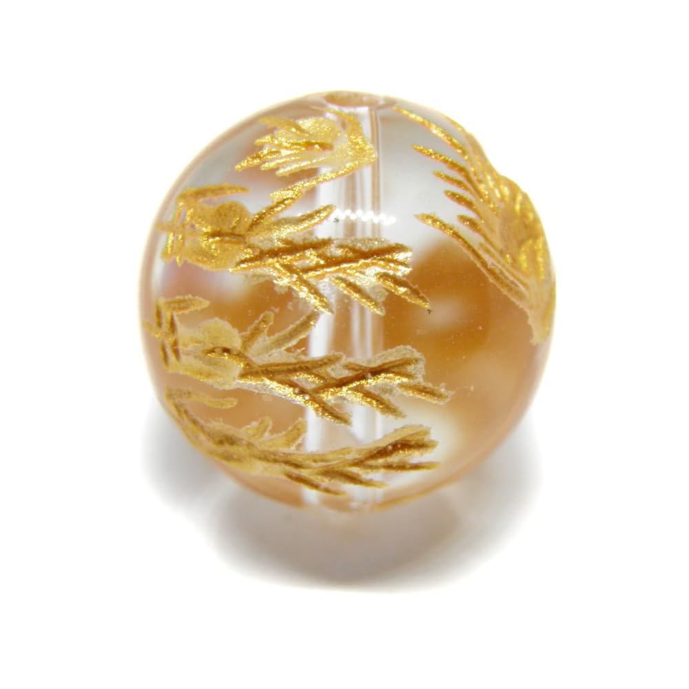 Amazon.co.jp: 【天然石 ビーズ 水晶 九頭龍 金彫り 14mm (穴