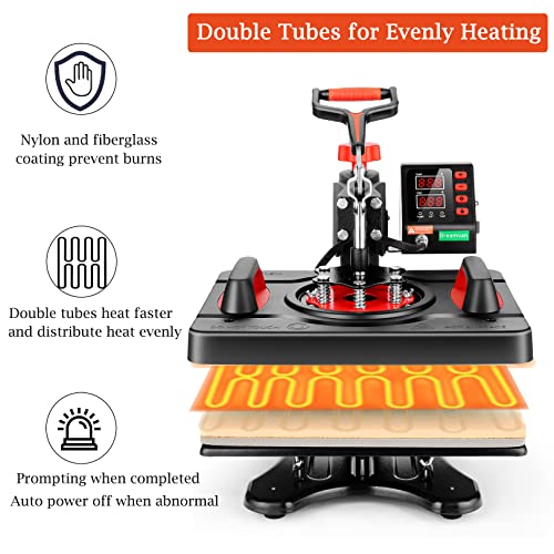 Casulo 5 In 1 Heat Press Machine Combo, 360-Degree Rotation Tshirt Press Machine Digital Sublimation, Multifunctional Heat Press 12X15 Inch Heat Transfer For T-Shirts Mug Hats Plate Cap #TOP3