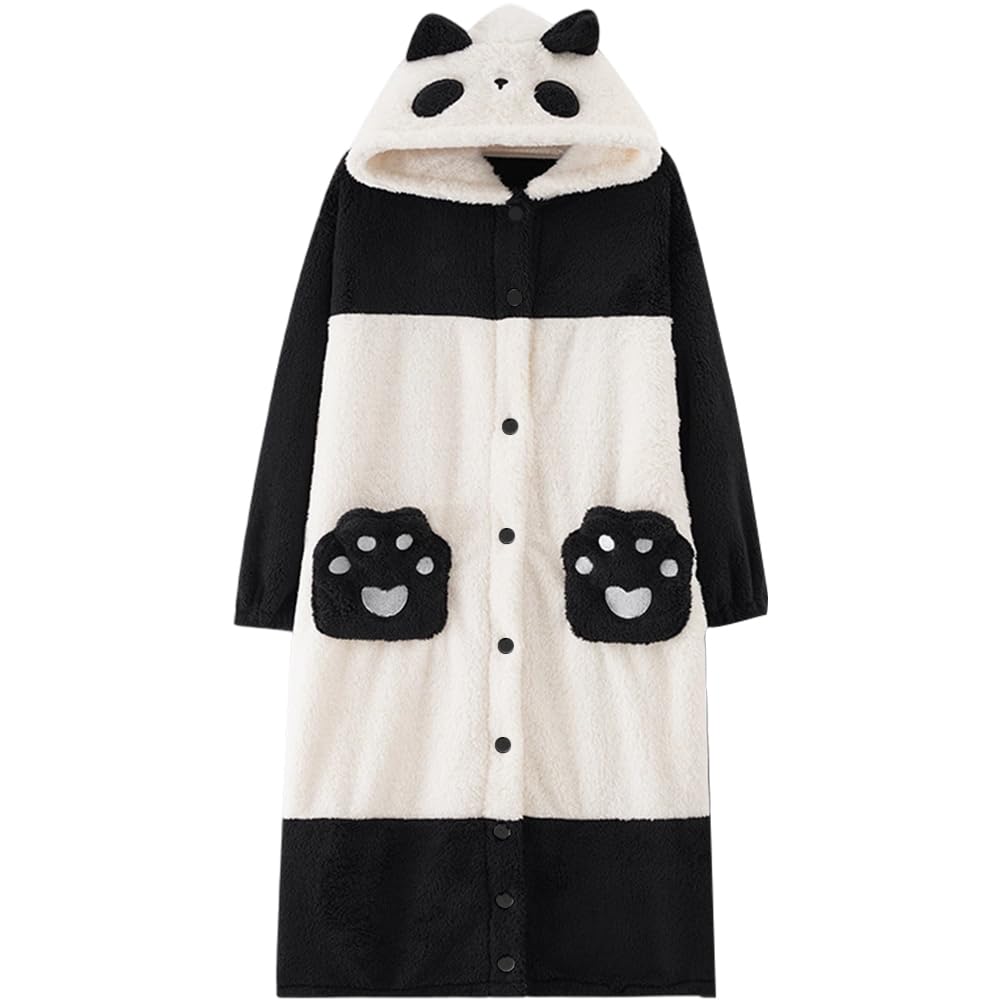 Luxylei Adult Pajamas Unisex Panda Robes Costumes Animal Onesies Novelty Pyjamas Nightwear Cute Cartoon Romper Animal Sleepwear Jumpsuit Cosplay Costume