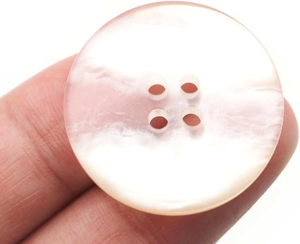 CRAFTMEMORE Shell Resin Buttons 4 Holes Shell-Like Button for Garment Sewing Men's Suit DIY Crafts TG49 (15mm,144pcs,White)