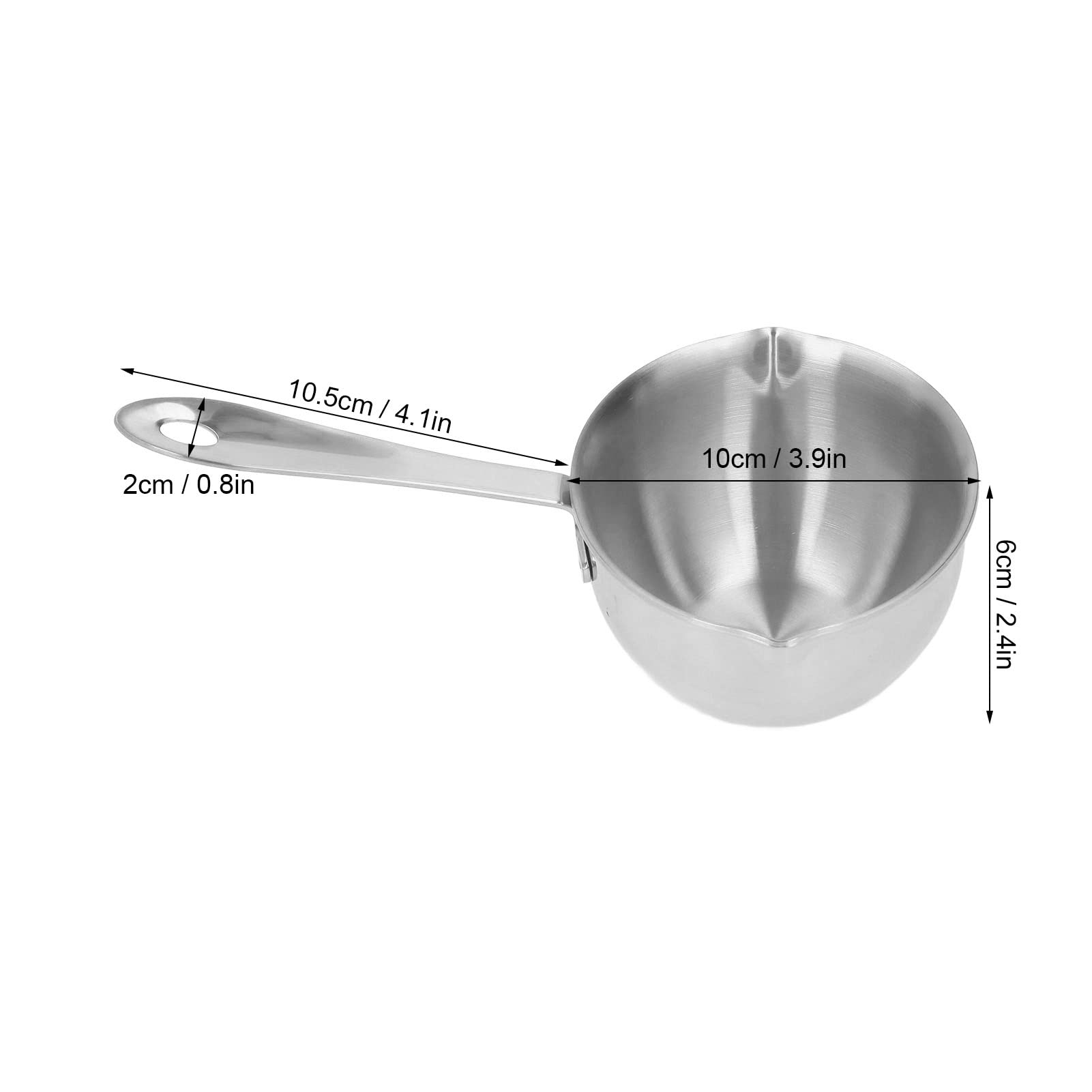 Casserole à fondre en acier inoxydable avec becs verseurs pour lait, chocolat, huile chaude, doré (blanc
