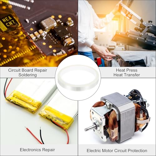 Image of uxcell Clear Heat Tape, 2 Rolls 12mmx33m 108ft High Temperature Heat Resistant Tape for Sublimation,Heat Vinyl Press,Heat Transfer, Circuit Board, No Residue