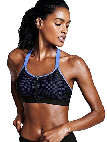 Victoria's Secret Sport Bra Mesh Front Knockout (32C, Black & Blue) Victoria's Secret Sport Bra Mesh Front Knockout (32C, Black & Blue)