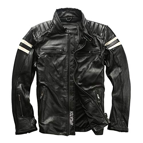 X.N.S(希望) 多色可選 バイク用 レザージャケット防風防寒 牛革メンズ本革バイクジャケット XNS-Z80 (L, ブラック)