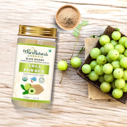 Image of byPureNaturals Aequo Organic 100% Natural Amla Powder| Phyllanthus| Emblica Officinalis| Gooseberry Powder| Hair Growth| Healthy Skin| Face Care - 125gm