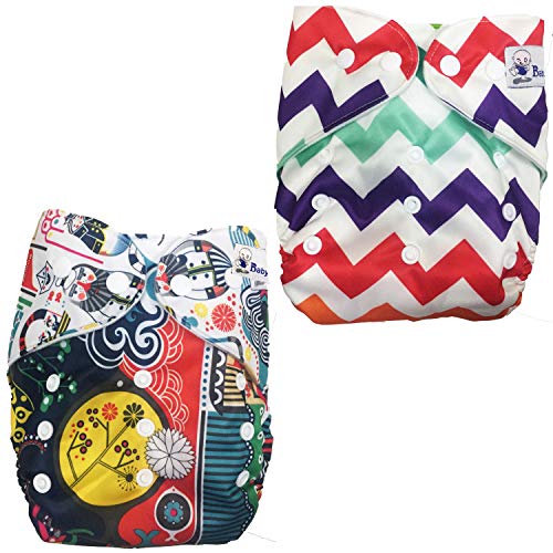 Image of Babymoon (Set of 2) Reusable Cloth Diaper, Premium Adjustable Size Waterproof Washable Pocket Cloth Diaper Nappie