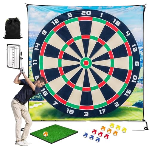 Golf Chip Game Set, Dart Pattern Golf Game Mat with 16 Balls, Training Aid Equipment Indoor Outdoor for Adults Kids (180 * 180cm)