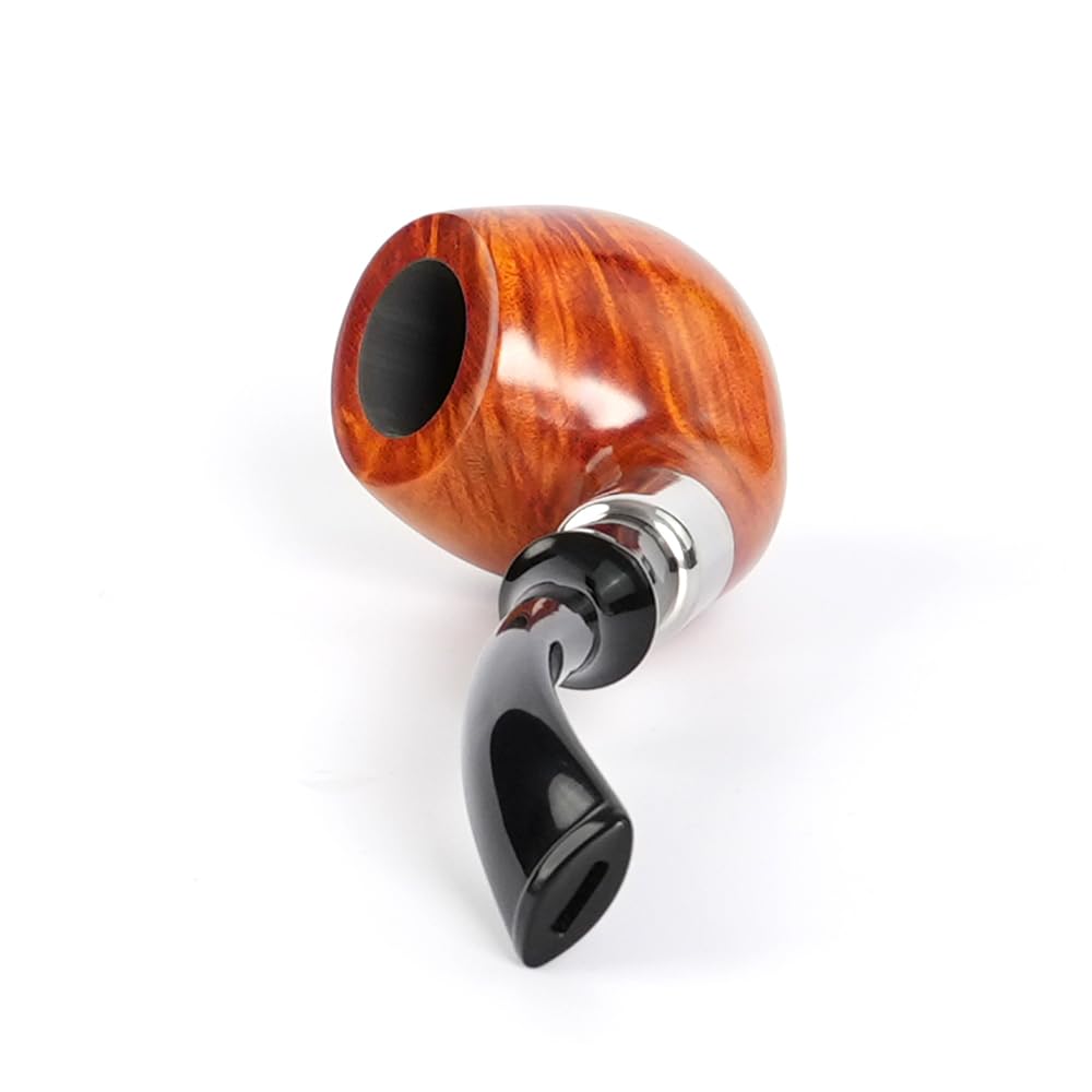 MUXIANG Pipe à tabac en bruyère classique pomme pliée avec anneau en métal AA0452Q