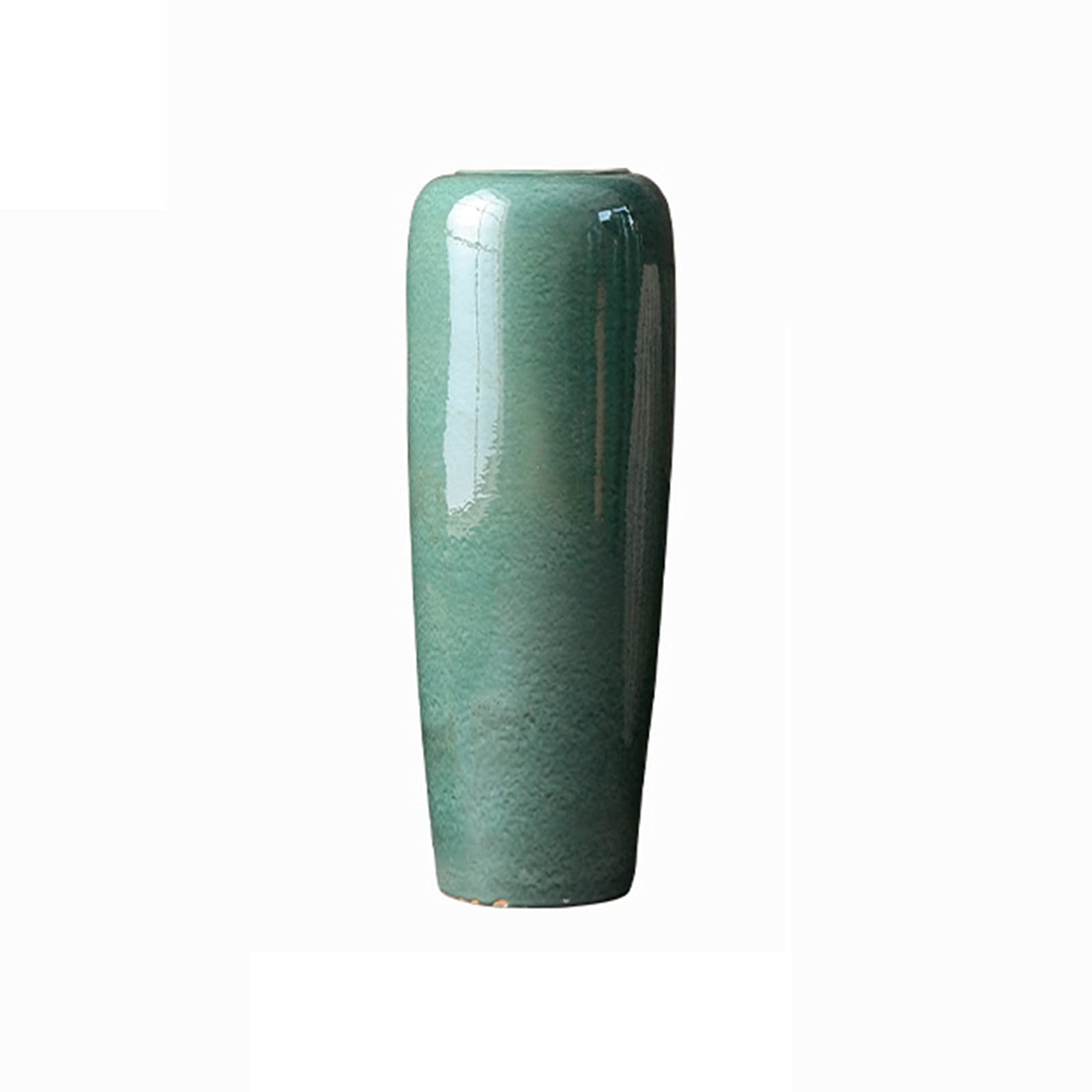 asdchZen Indoor Gardening Flower Decoration Vase, Vintage Green Ceramic Vase Hotel Lobby Floor Vase,24 * 60CM
