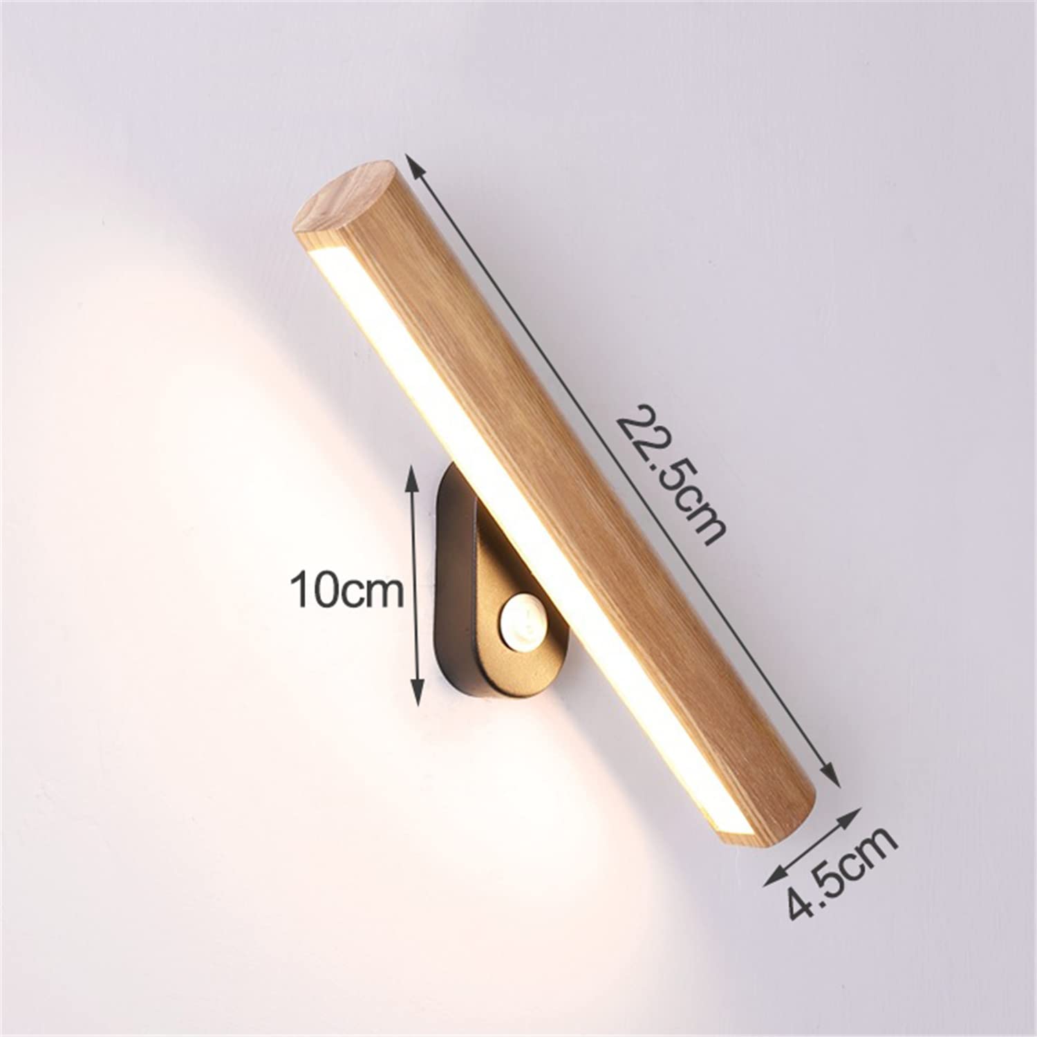 Apliques de Pared, Luces de Noche, luz de Lectura giratoria de 360° de Madera, Apliques de Pared LED, lámpara de Noche con 3 temperaturas de Color, luz de Pared para Dormitorio y s