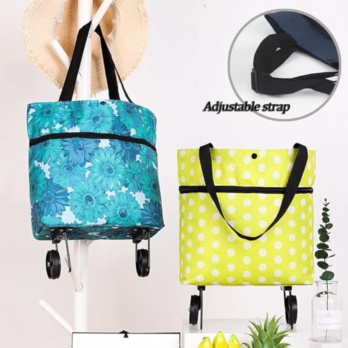 Einkaufstrolley Klappbar, Ziehwagen Zum Einkaufen Mit Einkaufstasche, Faltbare Einkaufstasche mit Rädern, Einkaufswagen Mit Großen Rollen(24) – Bild 4