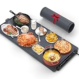 Warming Mat for Food Extra Large: 36"X16" Adjustable Silicone Food Warming Mat Heating Pad Food Warming Pad for Kitchen Counter Warming Trays for Buffets Party Hot Plates for Countertop Black Grey