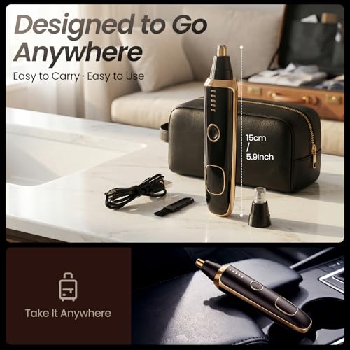 Image of Nose & Ear Hair Trimmer with LED Display for Men and Women, 2026 USB Rechargeable Facial Trimmer Clipper for Easy Cleansing, Portable Painless Grooming Kit,Gift Box Included