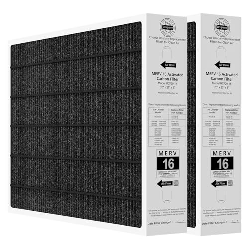 2 Pack 20x25x5 MERV 16 Air Filter Compatible with Lennox HCC20-28 MERV 16 Furnace Filter for HVAC System Part Number HCF20-16 HCF20-10