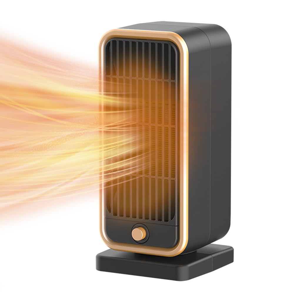 ARNIM Space heater,Space Heater 500W PTC Ceramic Low Noise Fast Heating Portable Personal Heater Fan with 30 Degrees Tip-Over and Overheat Protection for Bedroom Office Indoor Use Black
