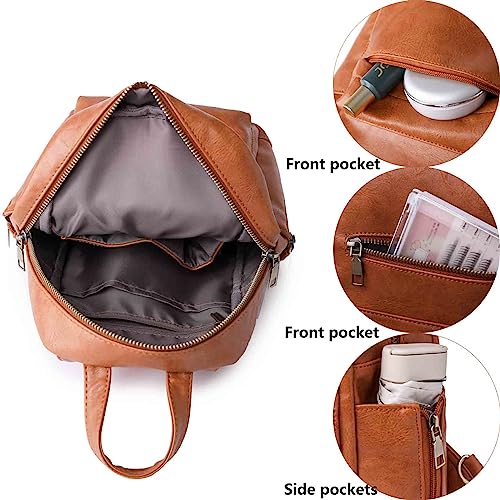 Practical Sling Bag Convertible Backpack Daypack for Women Ladies Satchel Chest Bag Wide Strap PU Leather Fashion Chic4