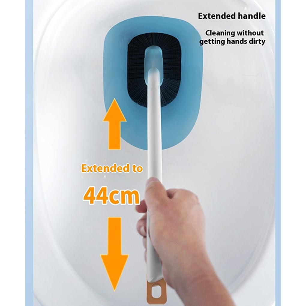 Set di scopino per WC bianco, scopino curvo con manico,Grigio
