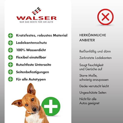 WALSER Kofferraumdecke Cäsar, Kofferraummatte mit Seitenschutz, Universeller Kofferraumschutz Hund, Auto-Hundedecke, Wasserabweisende Kofferraummatte, Schwarz