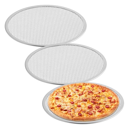 OCS Parts Aluminum Pizza Screens | Commercial Grade Pizza Trays for Home Cooking, Pizzerias and Restaurants (3, 14-Inch)