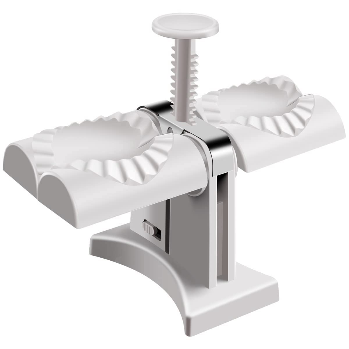 Wangcl White Household Double Head Automatic Dumpling Maker Ravioli Press Mold Making Tool Make Dumplings Empanadas Quickly