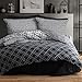 RECA HOME Pościel ze 100% bawełny Renforce, 1 x poszwa na kołdrę 135 x 200 cm + 1 x poszewka na poduszkę x 80 x 80 cm, z zamkiem błyskawicznym, nowoczesny wzór w kratkę w kolorze szarym, czarnym i białym, wyprodukowano w UE