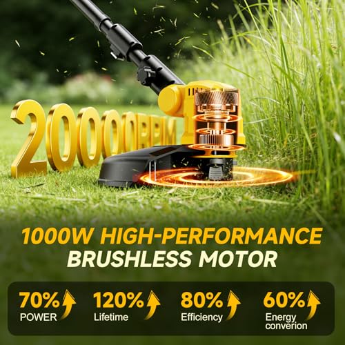 20000RPM Brushless Cordless String Trimmer for Dewalt 20v Battery(Battery Not Included) - image 3
