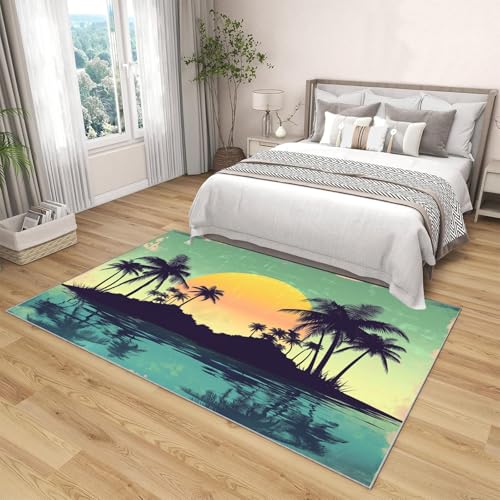 Tapis moquette de salon douce silhouette tropicale et palmier - 4