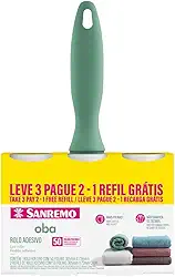 Sanremo - Kit de Rolo Adesivo de 50 Folhas Ultra Adesivas, Com Dois Refis, Linha Oba