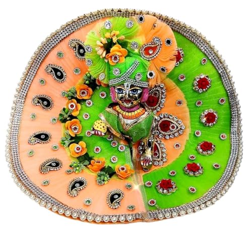 Image of Partish Laddu Gopal Janamashtmi Dress l Ladoo Gopal Dress l Kanha Ji Dress Size 1 2 4 5 6 (Size 5, Peach+Green)