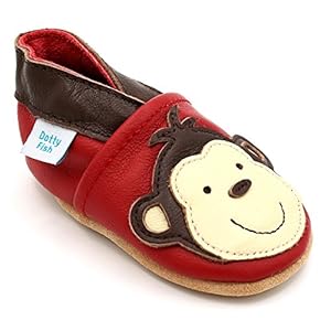 Dotty Fish Soft Leather Baby Shoes for Boys. Toddler Shoes. Non Slip. Animal designs for Boys and Girls. 0-6 Months – 4…