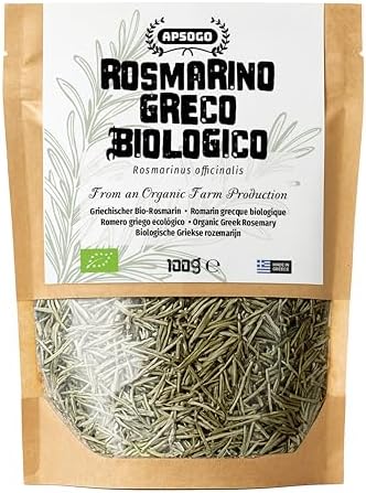 Apsogo Romero – Romero orgánico seco producido en Grecia – Sabor aromático, excelente sabor (100 g)