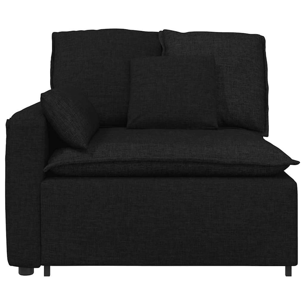 Sofá modular con reposabrazos y cojín, color negro, 100 cm de ancho del asiento, estructura de metal, para salón, salón y salón, combinable de forma flexible