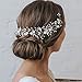 Runmi Diademas para el cabello nupcial con perlas de vid plateadas, accesorios para el cabello de novia de cristal, diademas de boda de hoja, para mujeres y niñas