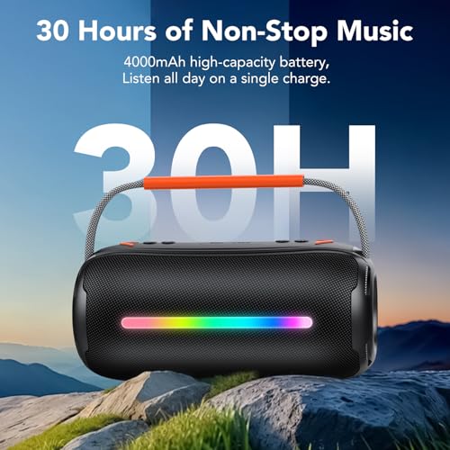 Image of aowoka Bluetooth Speaker Portable Wireless Bluetooth Speakers with HD Stereo Sound, BT 5.4 TWS Pairing, IPX7 Waterproof, 30H Battery Life with Led Light for Outdoor /Party /Sport /Travel /Gifts