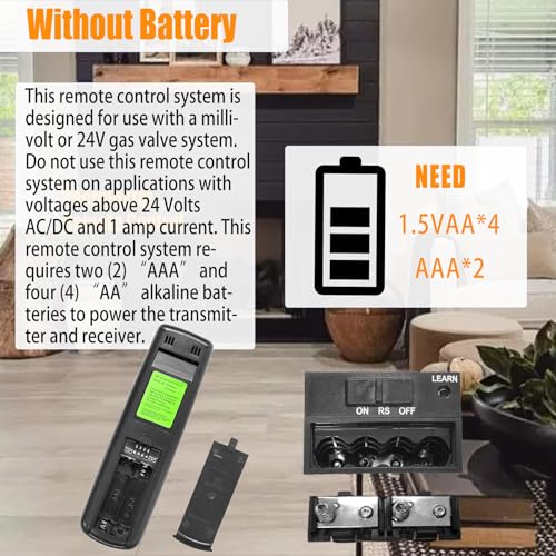 Bxmgr FIREPLACE REMOTE CONTROL KIT Compatible With Skytech Majestic Ambient Empire Monessen Vermont Millivolt Valve Fireplace Stove With Thermostat On/Off Control Remote Receiver,Lcd Display thumb #4