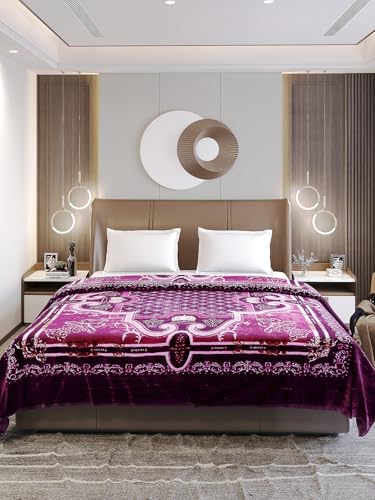 Image of Monte Carlo Regal Gold Double Bed Winter Blanket Single Ply 510 GSM | 2.5 KG (210 x 205 CM) Wine