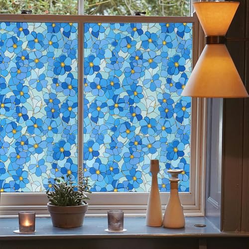 Vinilo decorativo de ventana efecto vidrio azul manchado 40x300 cm miniatura 3