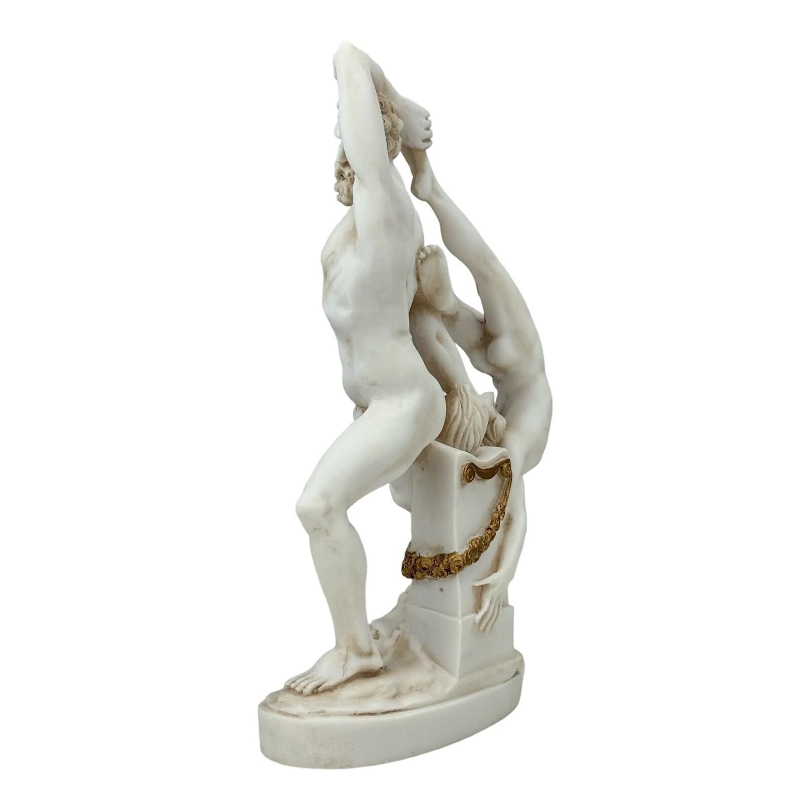 Statua della mitologia greca di Ercole che lancia lichas - Scultura in marmo fuso con finitura patina grigia, replica del museo Canova, dipinta a mano in Grecia, statuetta d'arte romana classica, 25,4